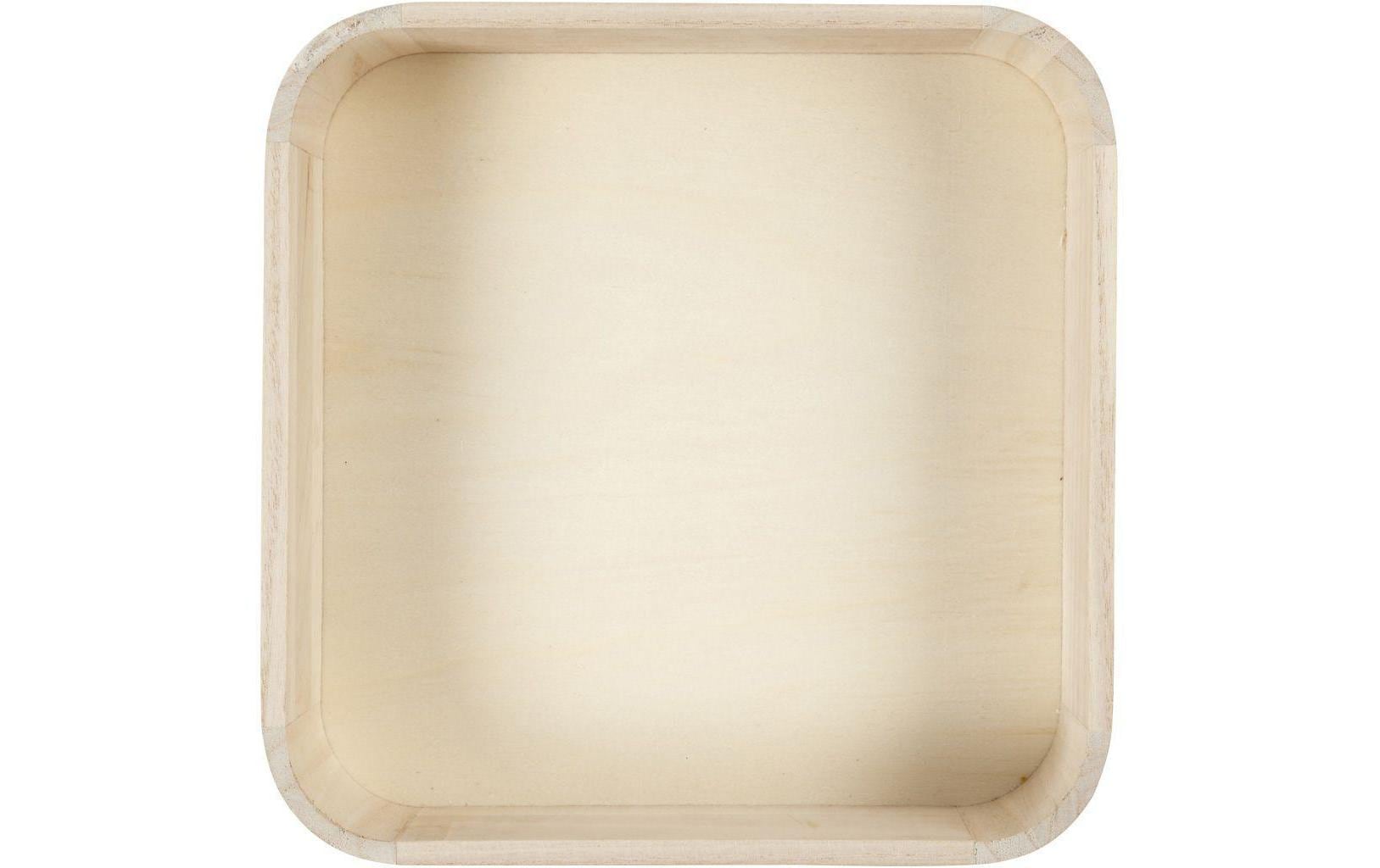Creativ Company Tablett – 25,0 × 25,0 × 7,0 cm, Holz (Paulownia), Hellbraun