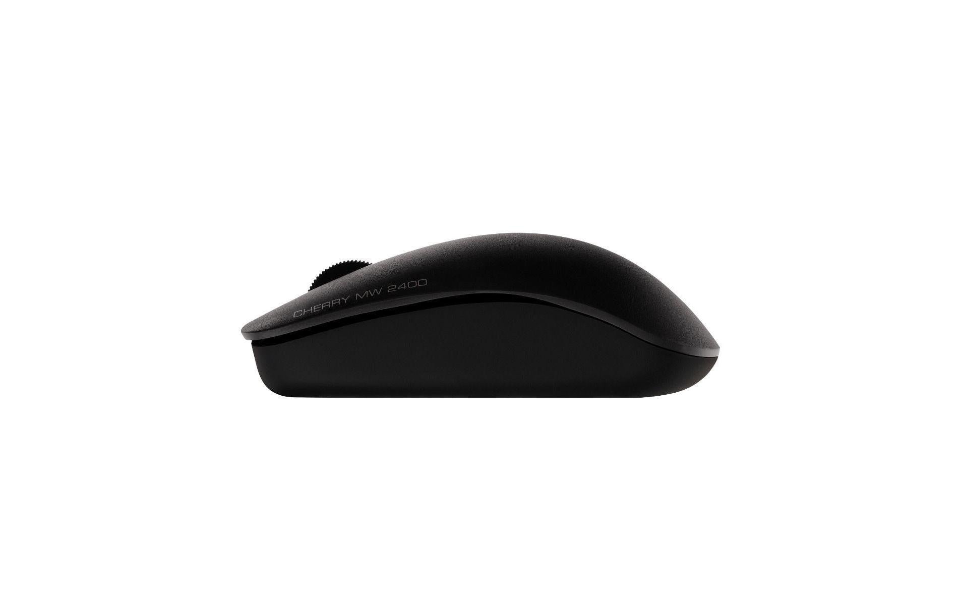 CHERRY MW 2400 Maus – kabellos, 2,4 GHz, USB-A, 1'200 dpi, 3 Tasten, beidhändig, Nano-Empfänger, schwarz
