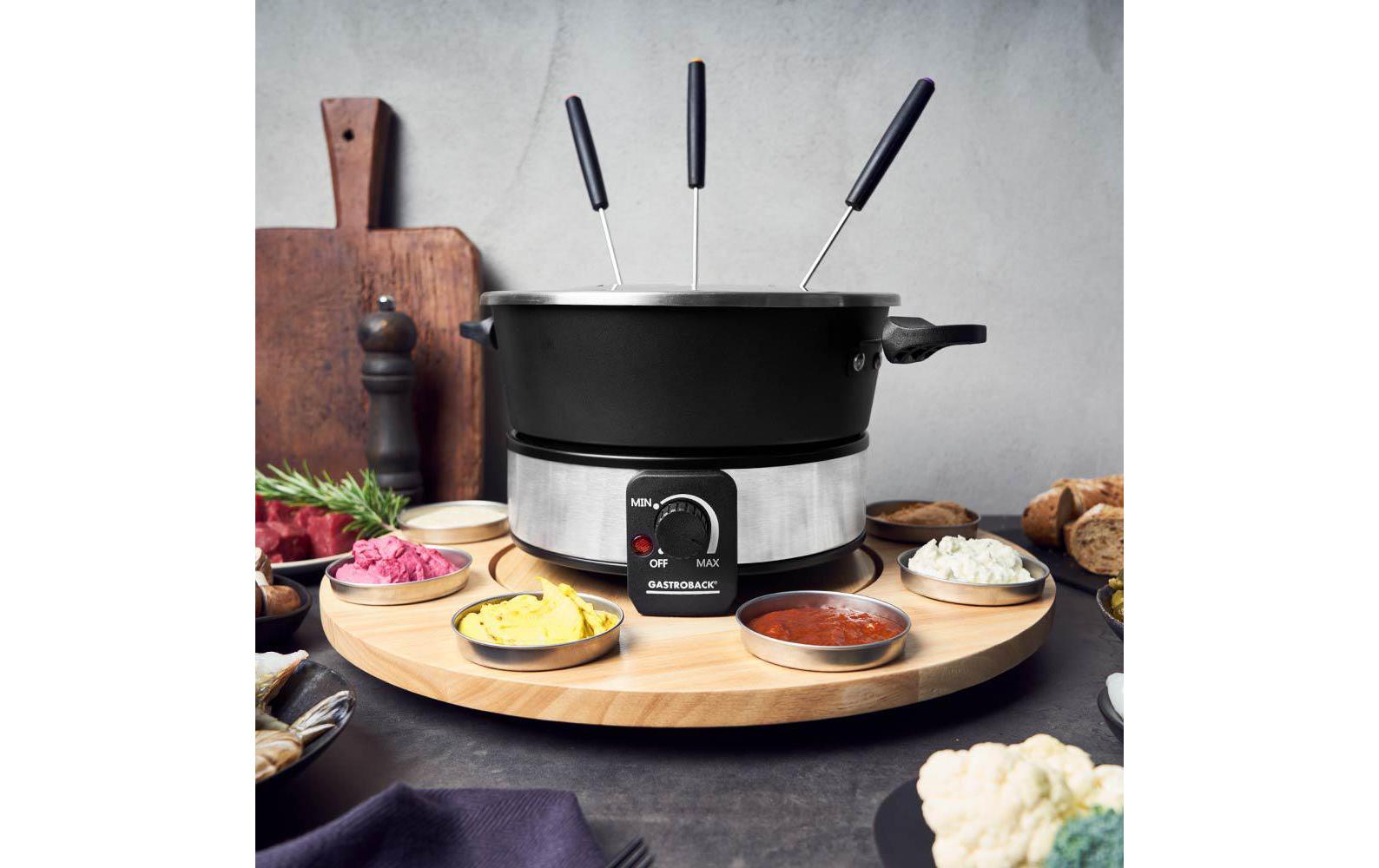 Gastroback Fondue-Set 42566 – Edelstahl, 1,8 l, 8 Personen, elektrisch – schwarz