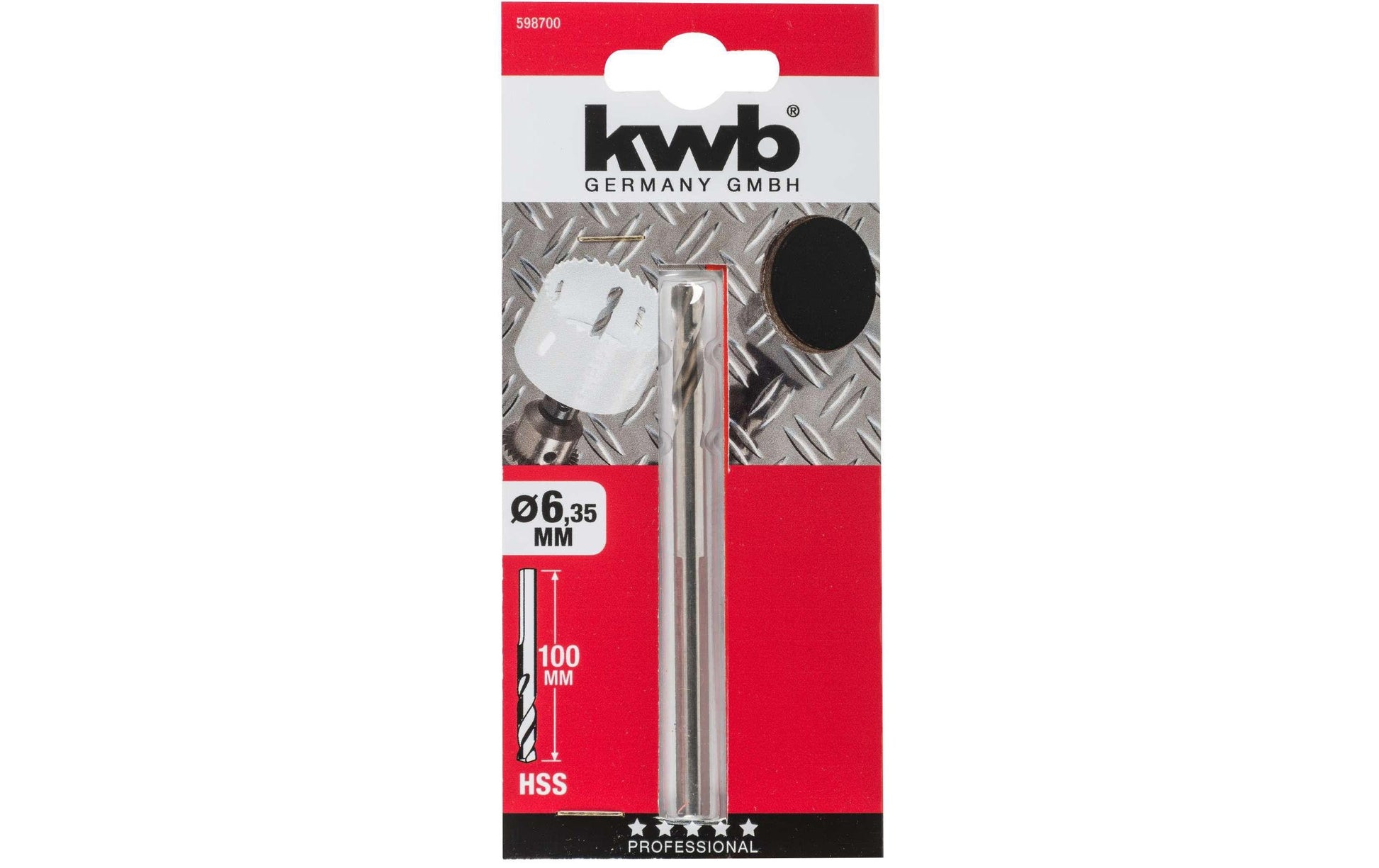 kwb Zentrierbohrer 6,35 × 100 mm HSS Zylinderschaft – für Metall, Holz – 1 Stk