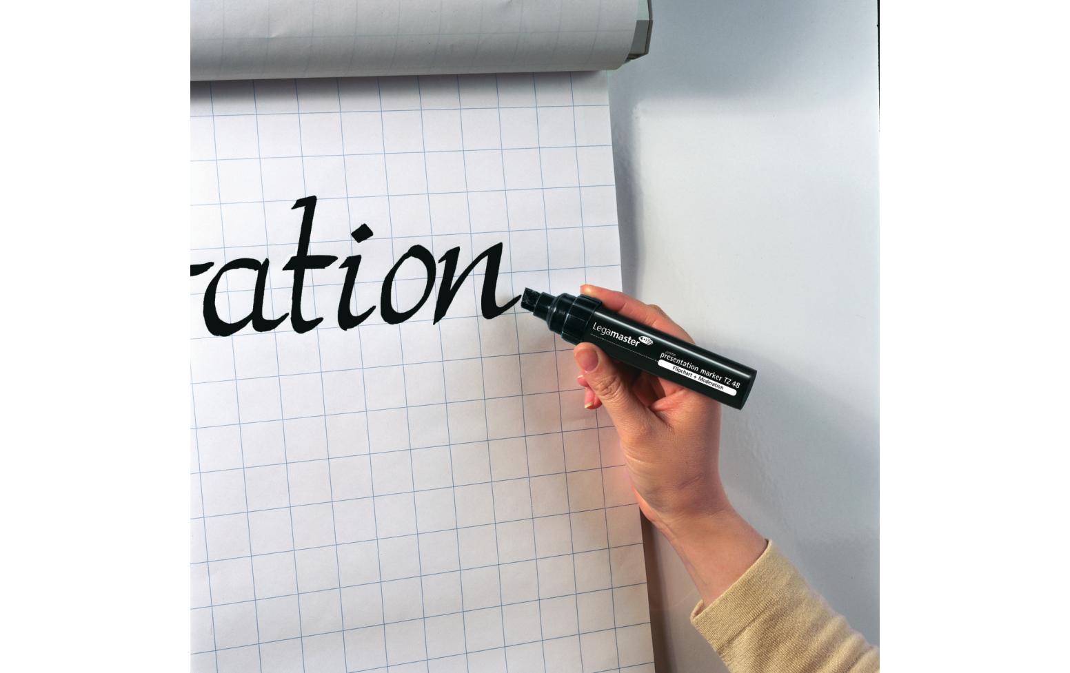 Legamaster TZ48 Flipchart-Marker – Keilspitze 4–12 mm, Schwarz, 10 Stk., Cap-Off – für Flipcharts/Papier