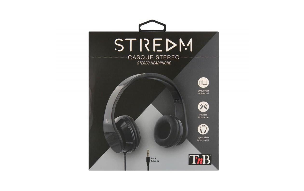 T'nB Stream CSSTREAMBK – On-Ear Kopfhörer – geschlossen, 3,5 mm Klinke – schwarz (32 Ω)