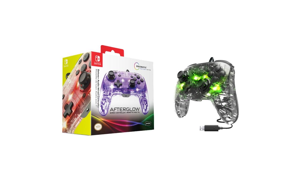 PDP Gamepad Afterglow Deluxe+ – für Nintendo Switch, Nintendo Switch OLED, USB (kabelgebunden), transparent