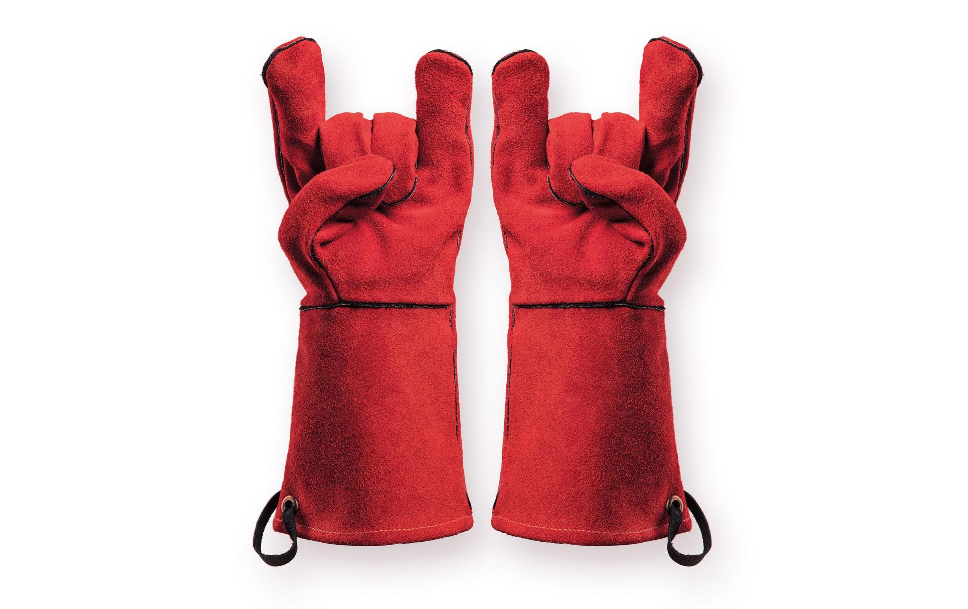 Feuermeister Arbeitshandschuhe – Grösse 8 – Spaltleder – Rot, Länge 30 cm, für Grill