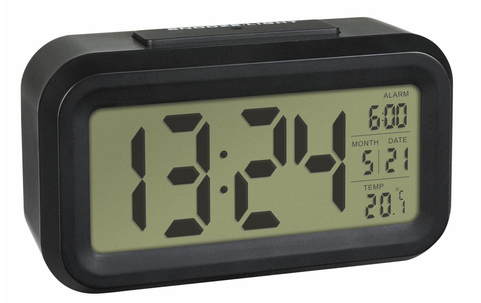 TFA-Dostmann TFA Dostmann LUMIO – Digitalwecker, Schlummerfunktion, Thermometer, 13,8 × 7,9 × 4,8 cm, Schwarz