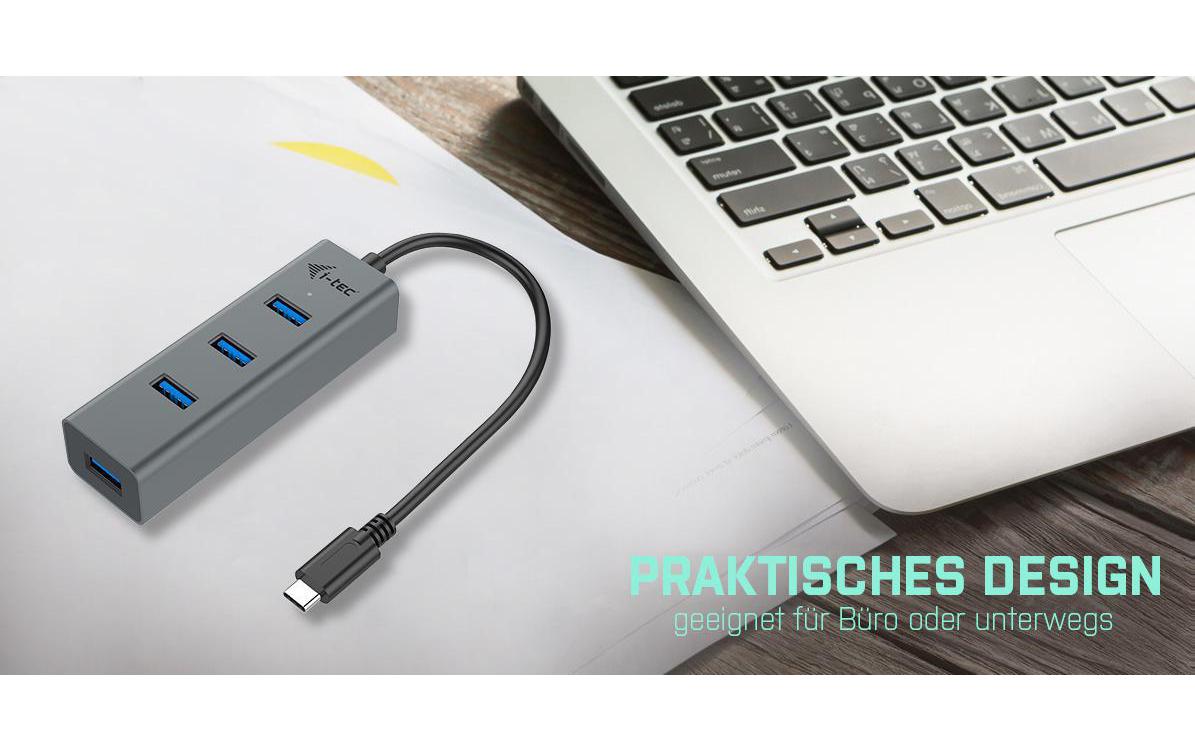 i-tec Metal USB-Hub – USB-C, 4× USB-A, für Windows/Mac/Linux