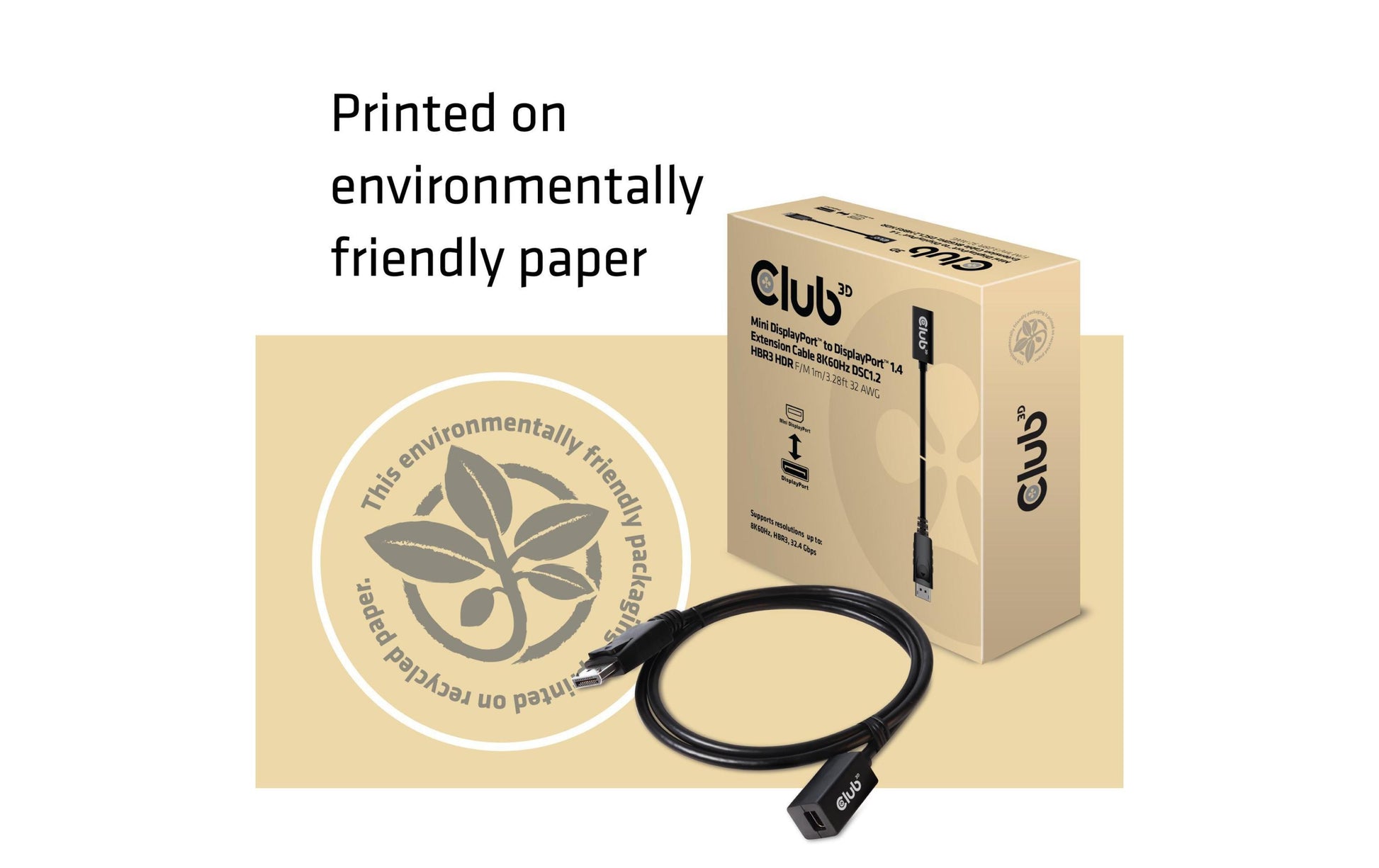 CLUB3D Club 3D DisplayPort Verlängerung DP 1.4 8K 60 Hz – 1 m – HDR