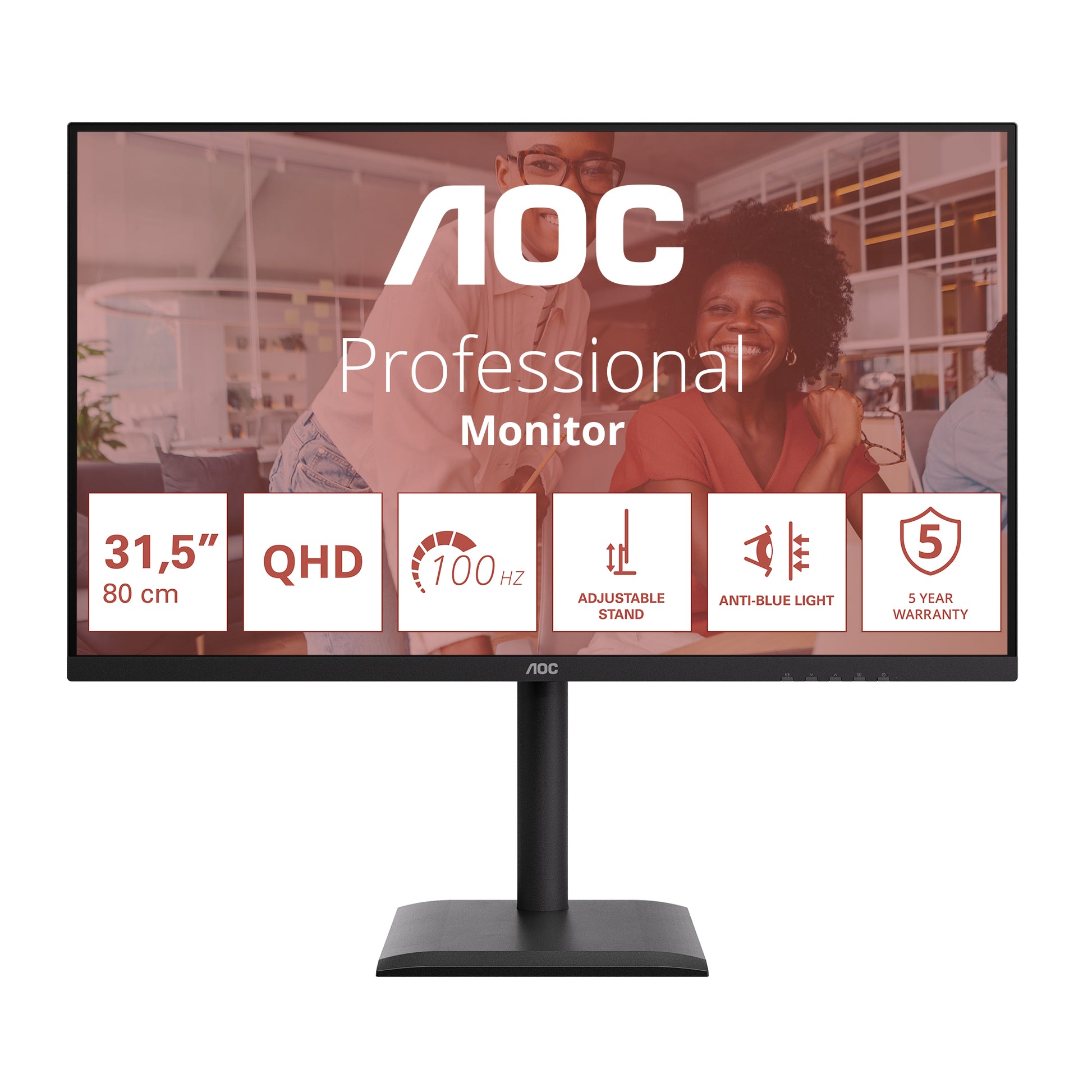 AOC Q32E4U – Monitor, 31,5", 2560 × 1440 (WQHD), IPS, 100 Hz, Integrierte Lautsprecher, VESA 100 × 100, Schwarz