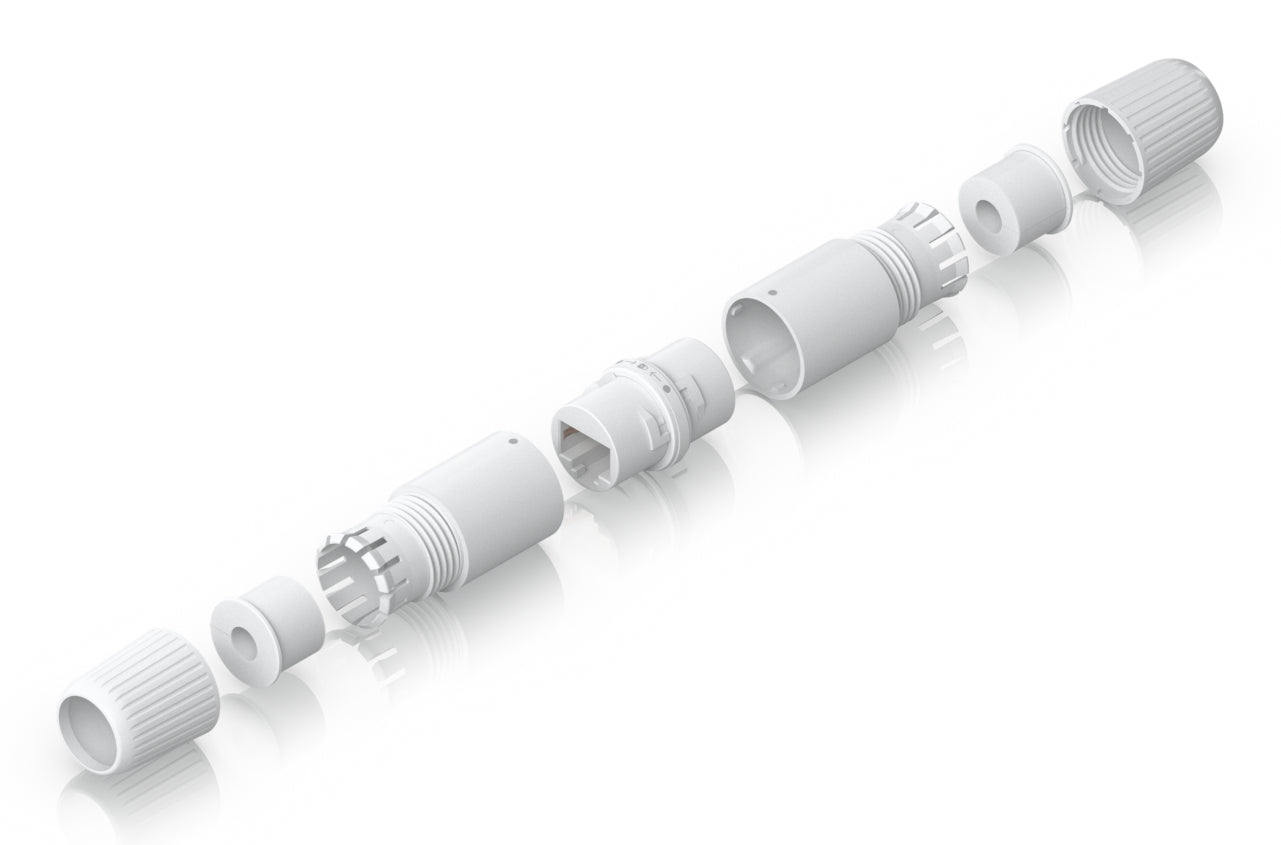 Ubiquiti RJ-45-Kupplung – RJ-45 (weiblich), Cat6a, Flach, IPX6, Weiss, 2er-Pack