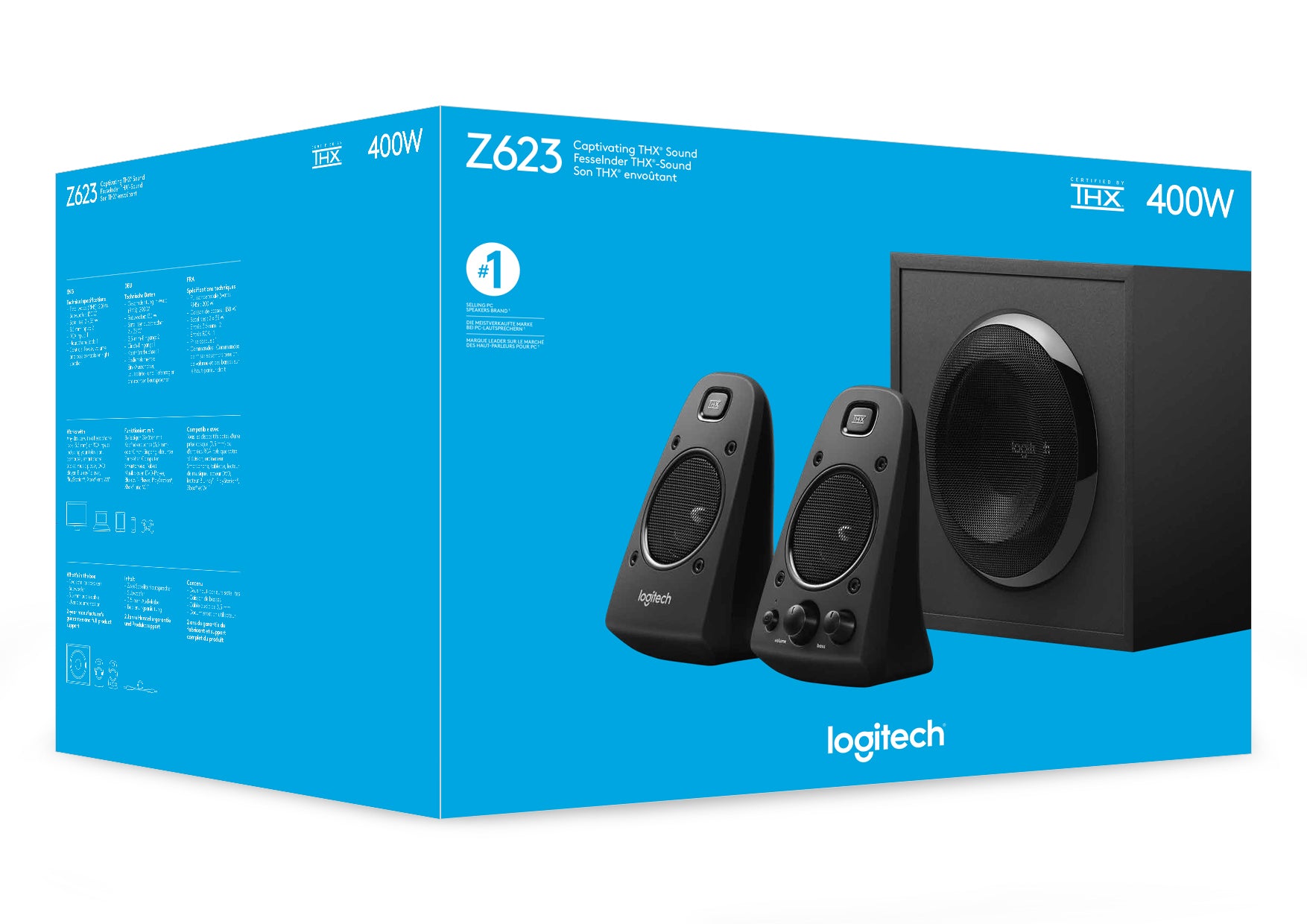 Logitech Z623 – PC-Lautsprecher – 2.1, 200 W, 3,5 mm, Schwarz