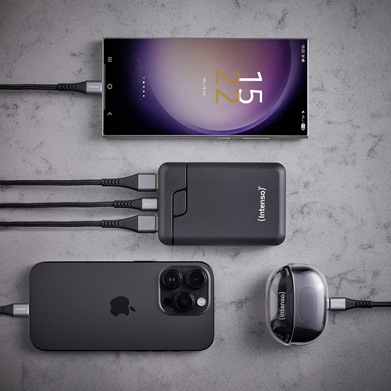 Intenso B10000 Powerbank 10'000 mAh – 1× USB-C, 2× USB-A, schwarz