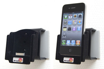 Brodit Auto-Halterung, feste Montage, mit Ladefunktion, Kugelgelenk – für iPhone 4/4S – Schwarz