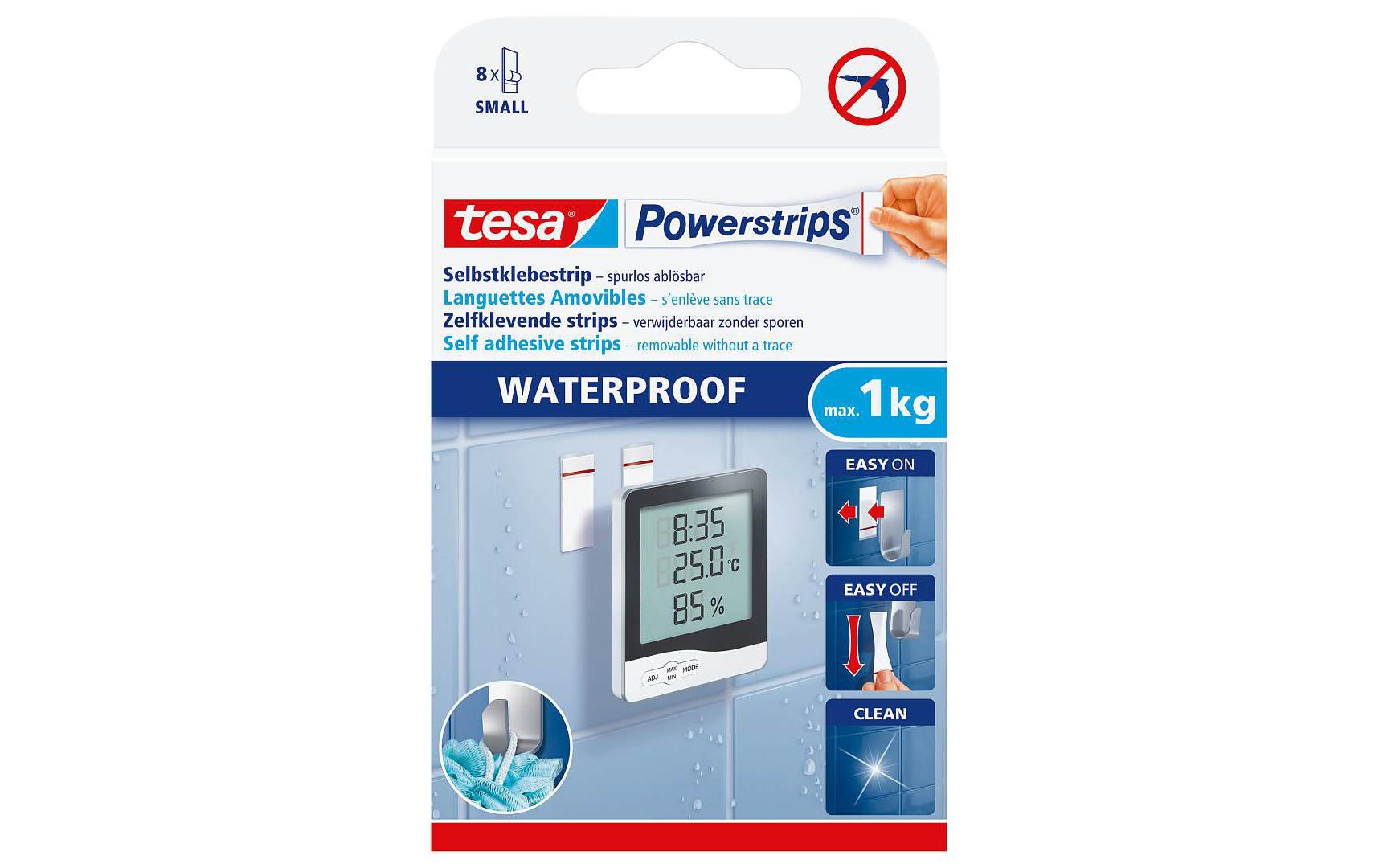 TESA Powerstripes Strips – 8 Stk., weiss, für universelle Oberflächen