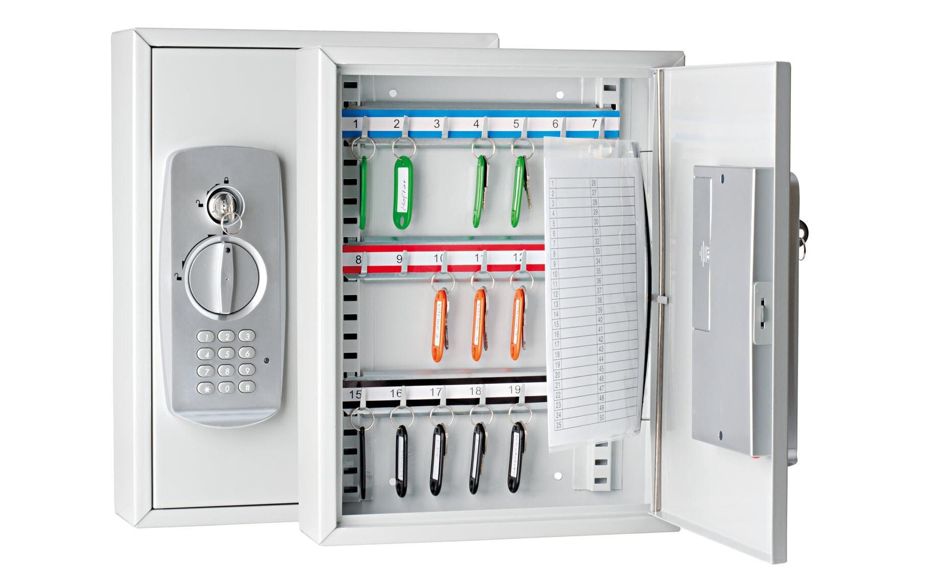 Wedo Schlüsselkasten 102 62137, für 21 Schlüssel, Elektronikschloss, Stahlblech, Wandmontage