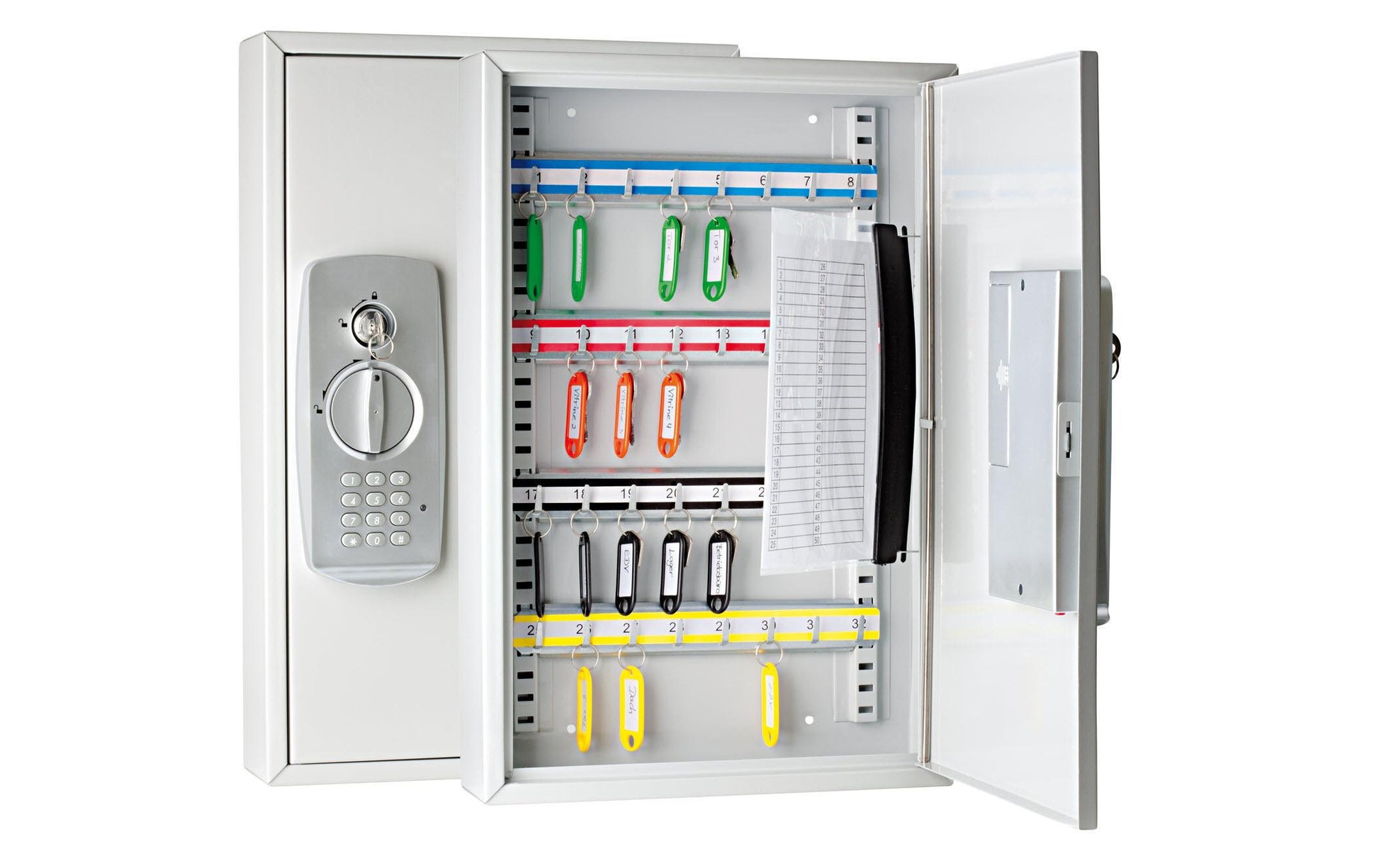 Wedo Schlüsselkasten für 32 Schlüssel, Elektronikschloss, schwenkbares Schlüsselregister