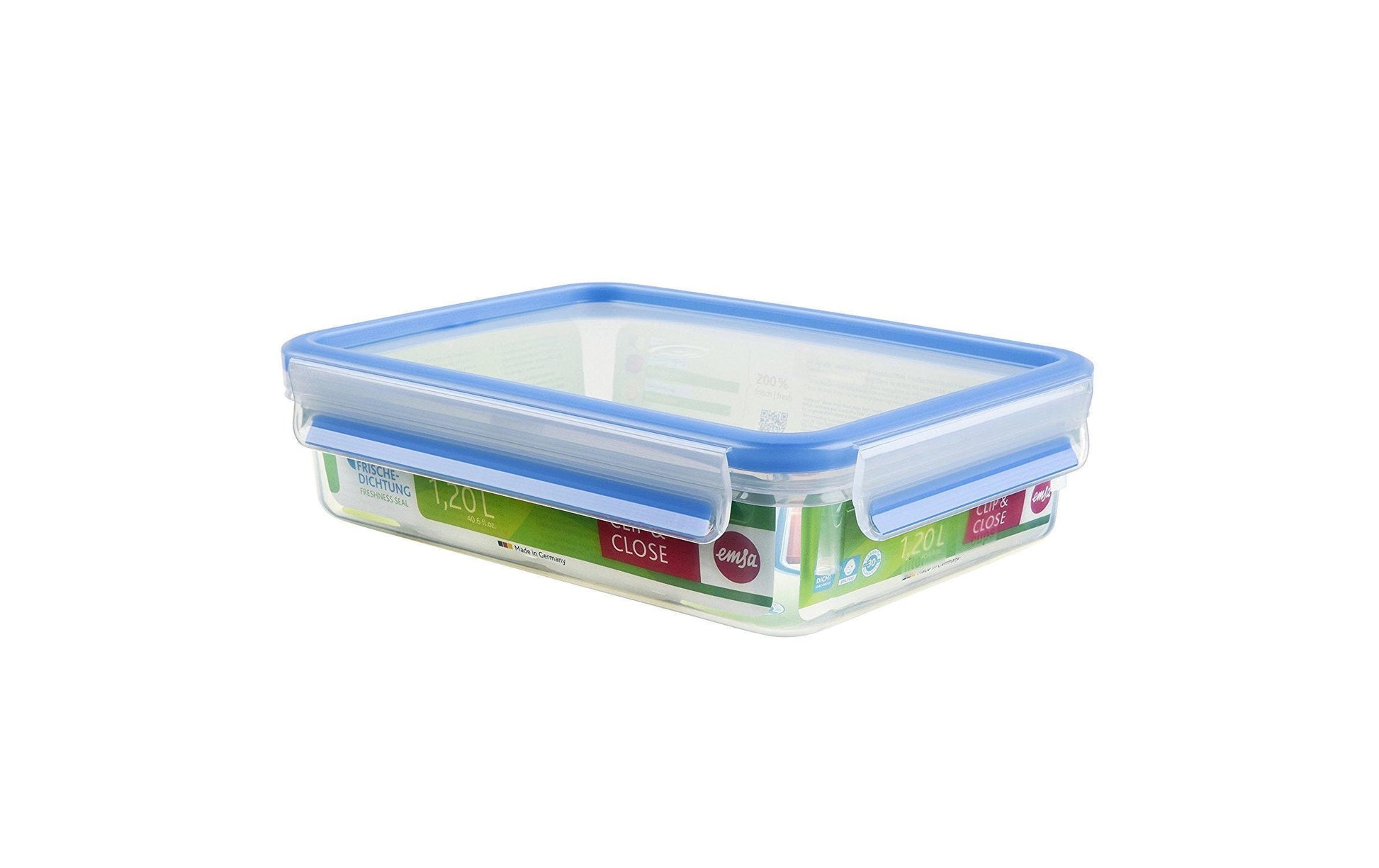 EMSA Vorratsdose 1,2 l, 22,5 × 16,3 × 5,8 cm, Kunststoff, transparent, leckdicht, mit Messskala