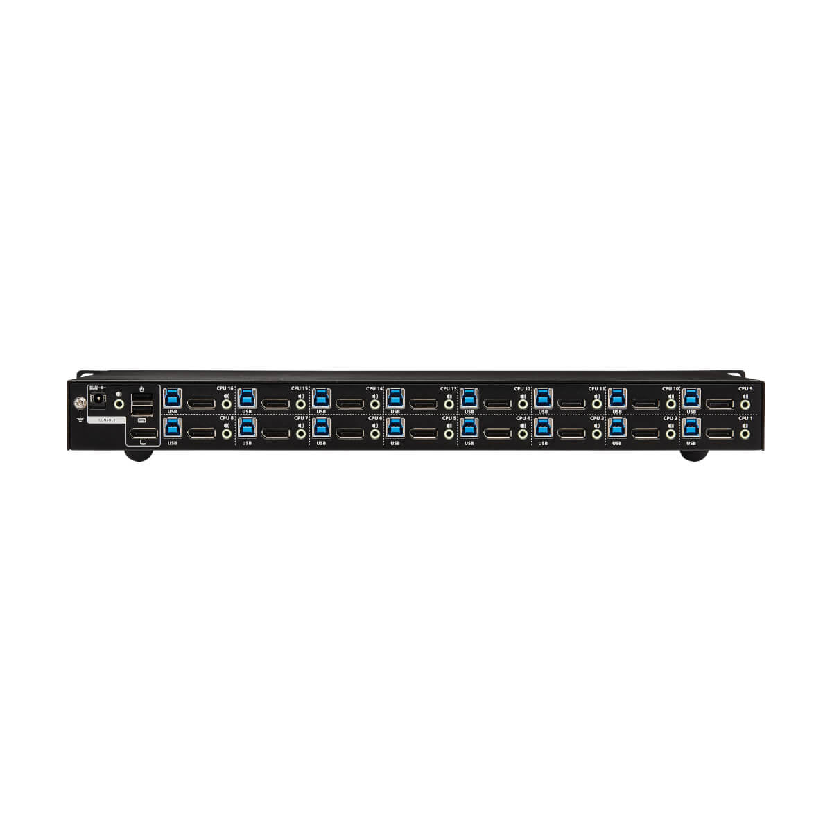 Tripp Lite B024-DPU16 – 16-Port DP KVM-Switch – 4K/60 Hz, USB 3.0-Hub, Audio, 1U Rack