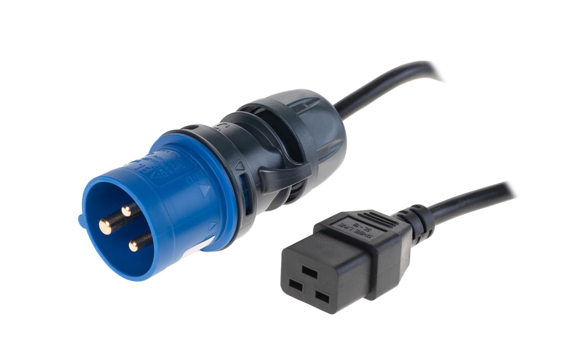 Diggelmann Netzkabel, CEE 16-3 auf IEC C19, 3 m, Schwarz