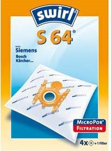 Swirl Staubbeutel S 64/S 66 MicroPor – 4 Stück, für Siemens VS 20A00–VS 29A99 und andere