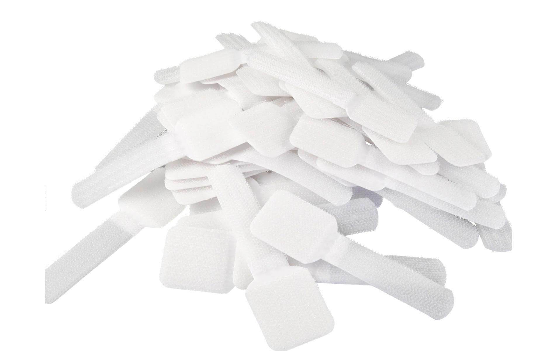 Label-the-cable Klett-Kabelbinder – 30 mm × 0,09 m – Weiss – Selbstklebend, Nylon – 50 Stück