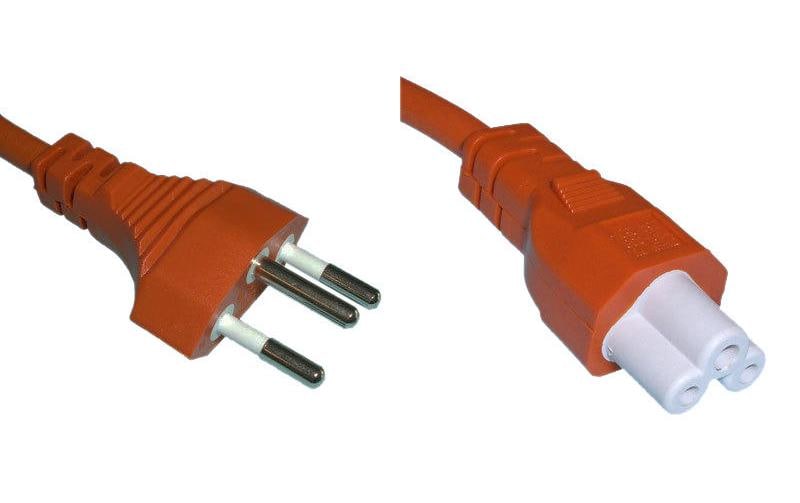 Diggelmann Netzkabel – T12–IEC C5, 2 m, 250 V/2,5 A, Orange