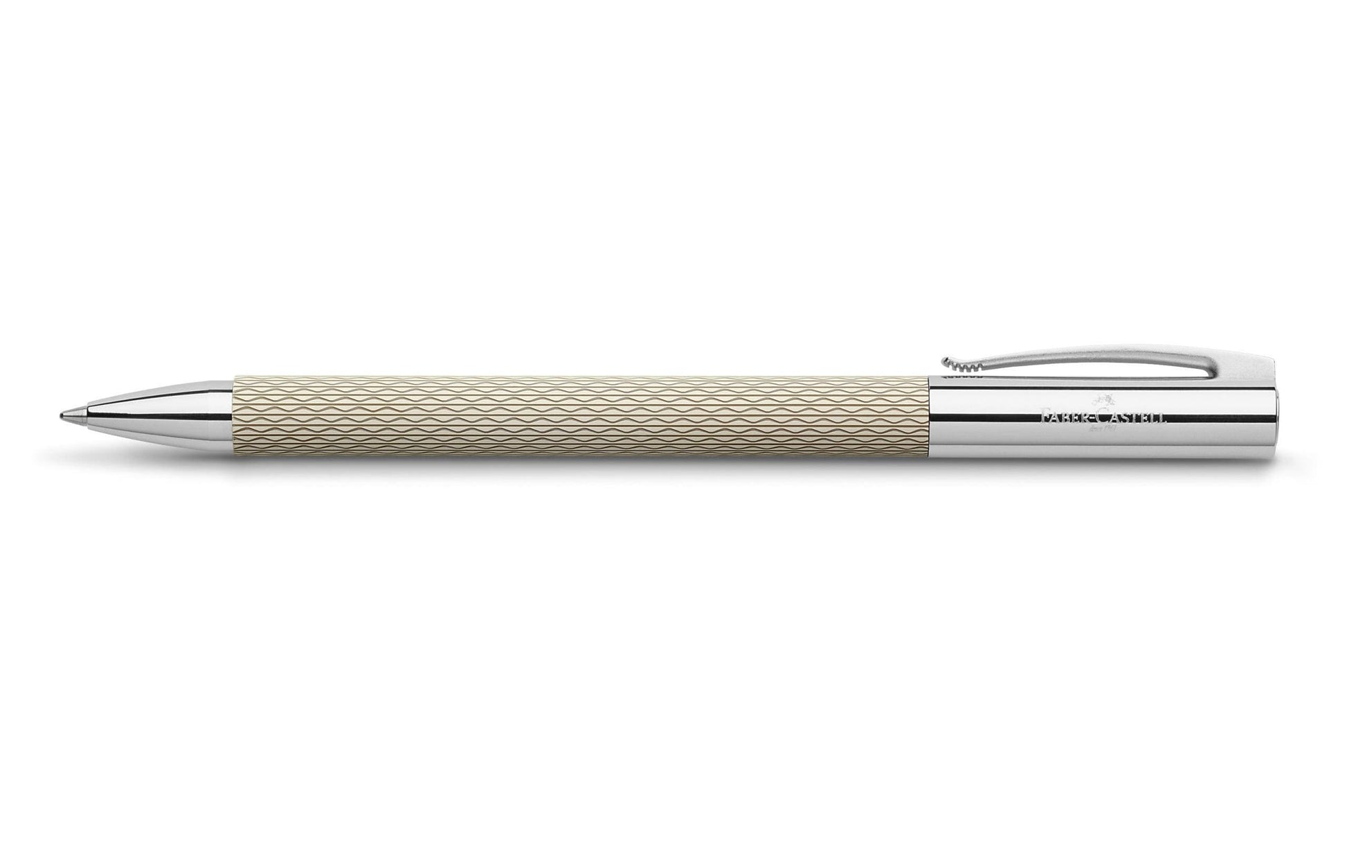 Faber-Castell Ambition OpArt White Sand Kugelschreiber – Schwarz, Druck, Harz, Chrom, Geschenkbox