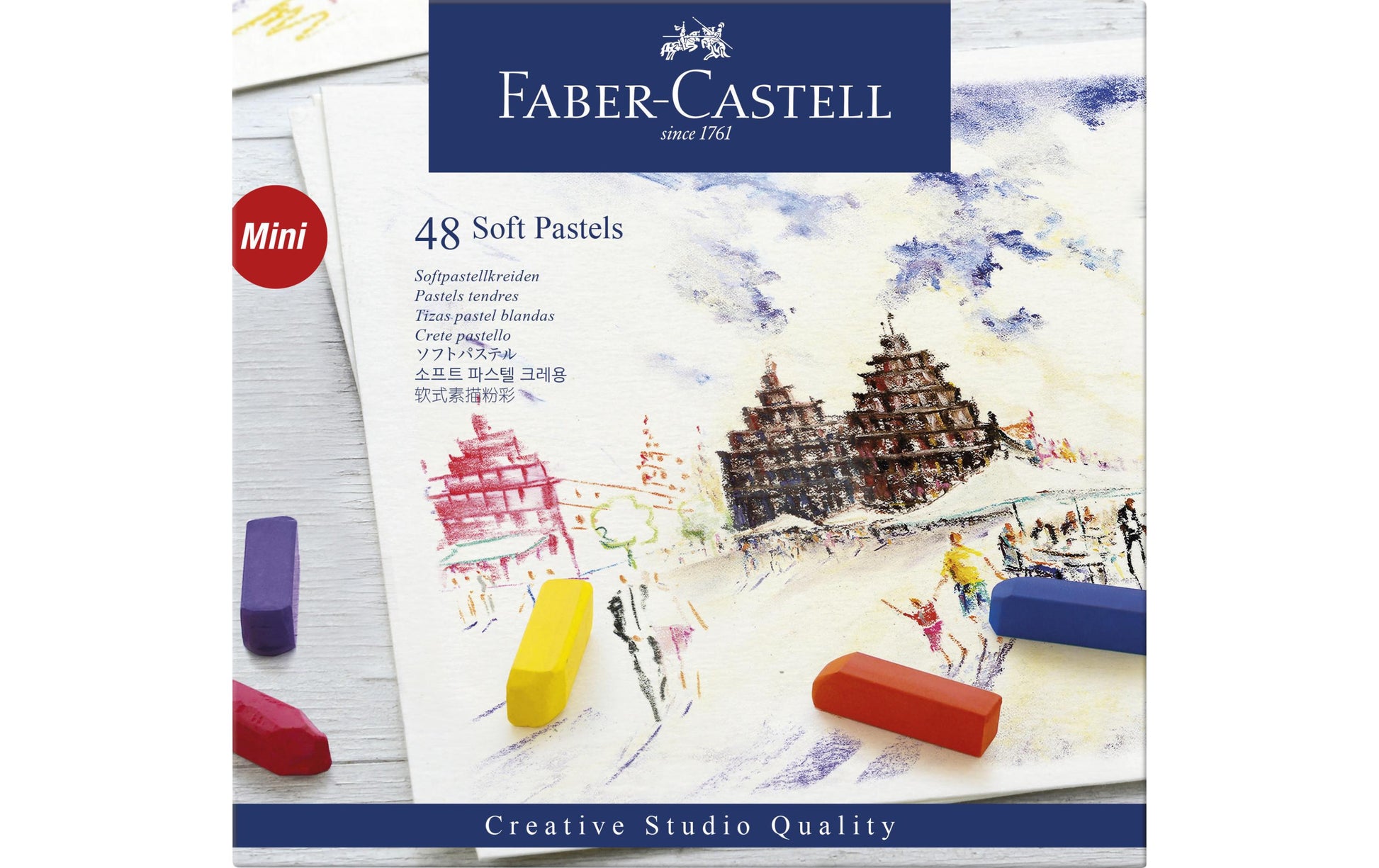 Faber-Castell Creative Studio Softpastellkreide farbig sortiert viereckig weich – 48 Stück