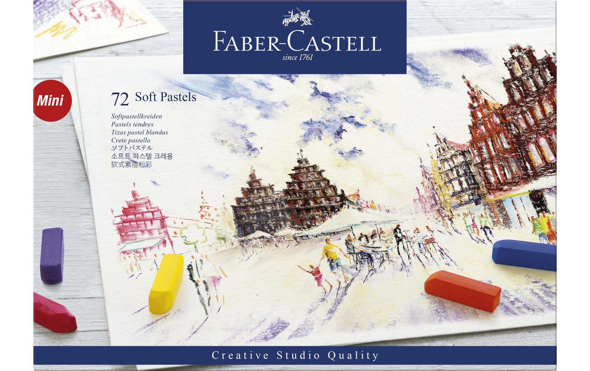 Faber-Castell Softpastellkreide farbig sortiert viereckig weich – 72 Stück