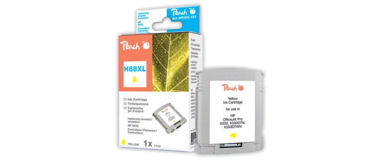 Peach 88XL Gelbe Tintenpatrone (Kompatibel) – 1'775 Seiten – für HP OfficeJet Pro K5400/K550…