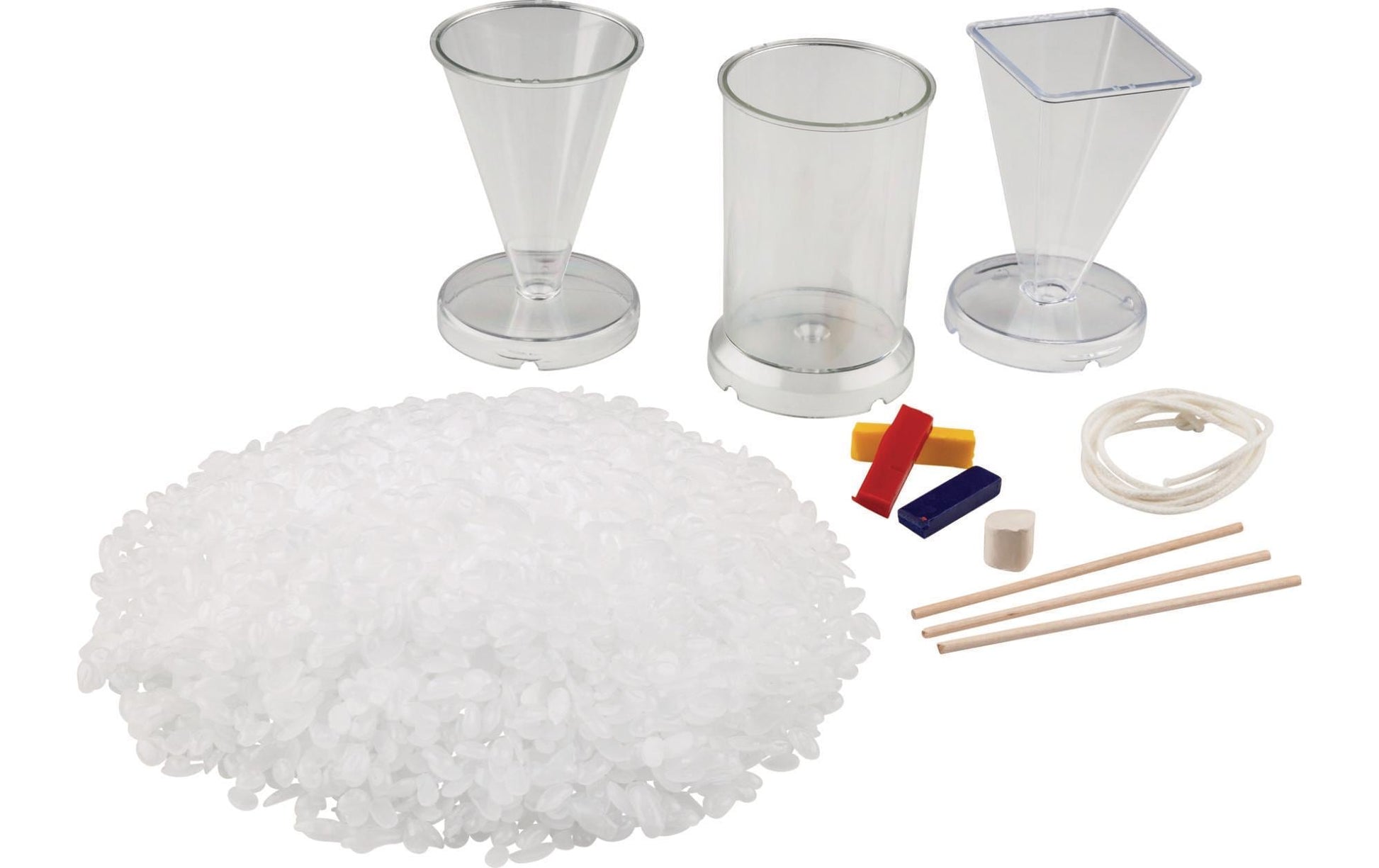 Knorr Prandell – Kerzengiessform-Set – 3 grosse Formen, 500 g Wachs, 3 Färbestäbchen, 1 m Docht