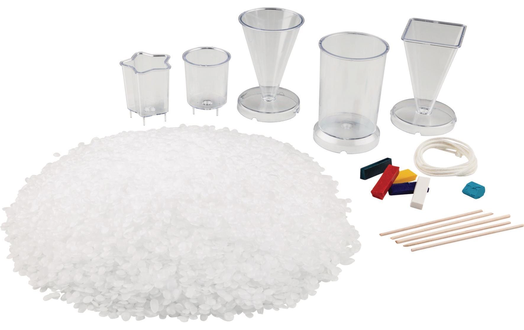 Knorr Prandell – Kerzengiessform-Set – 600 g Wachs, 5 Formen (3 gross, 2 klein) – Transparent, Weiss