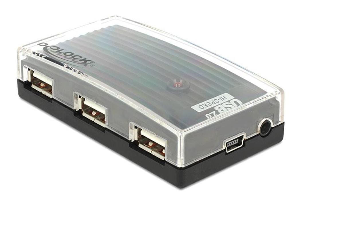 DeLOCK USB-Hub – Mini-USB B, 4× USB-A (USB 2.0), für Windows/Linux