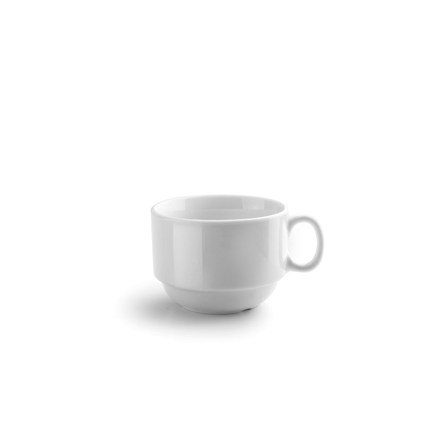 Ibili Kaffeetassen mit Unterteller – 12-teiliges Set, 230 ml, Glas, Weiss, spülmaschinenfest, mikrowellengeeignet