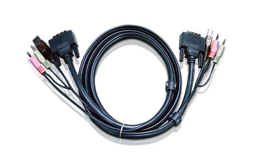 ATEN DVI-D Dual-Link Kabel 3 m – DVI-D (M–M), USB A–B, 2×3.5 mm Audio, Schwarz