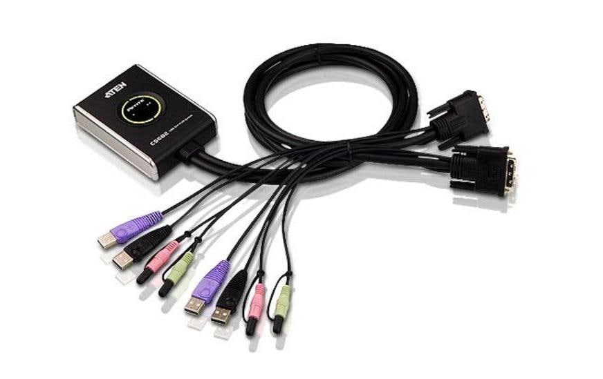 ATEN CS682 – KVM-Switch 2×1, DVI-D/USB 2.0, WUXGA (1920 × 1200), Audio, für Windows, Linux, Mac
