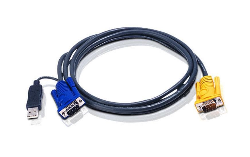 ATEN USB-Kabel HDB-15 + USB-A auf SPHD-15 – 3 m – Schwarz