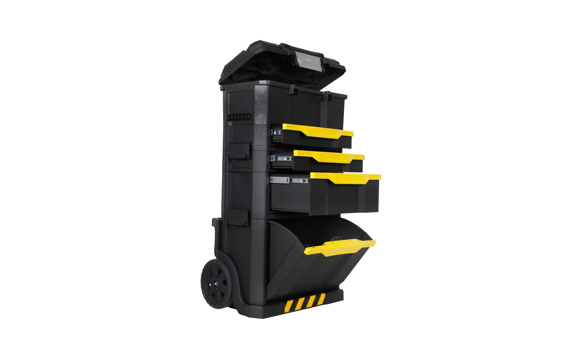 Stanley Werkzeugkasten, 348 × 488 × 866 mm, Kunststoff, schwarz, gelb, Rollen, Sperren