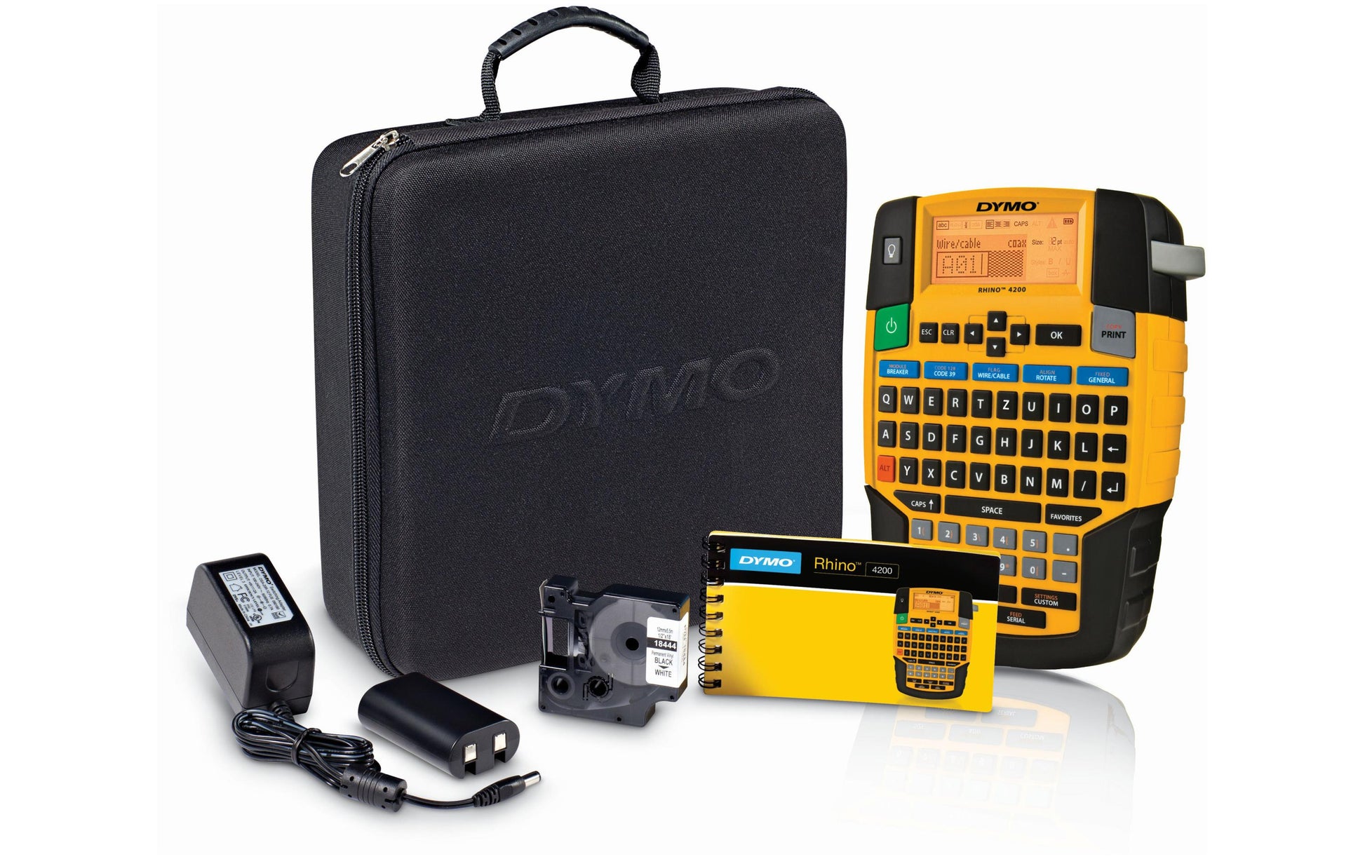 DYMO LabelManager Rhino 4200 – Beschriftungsgerät für Schriftbänder 6–19 mm, Lithium-Ionen-Akku