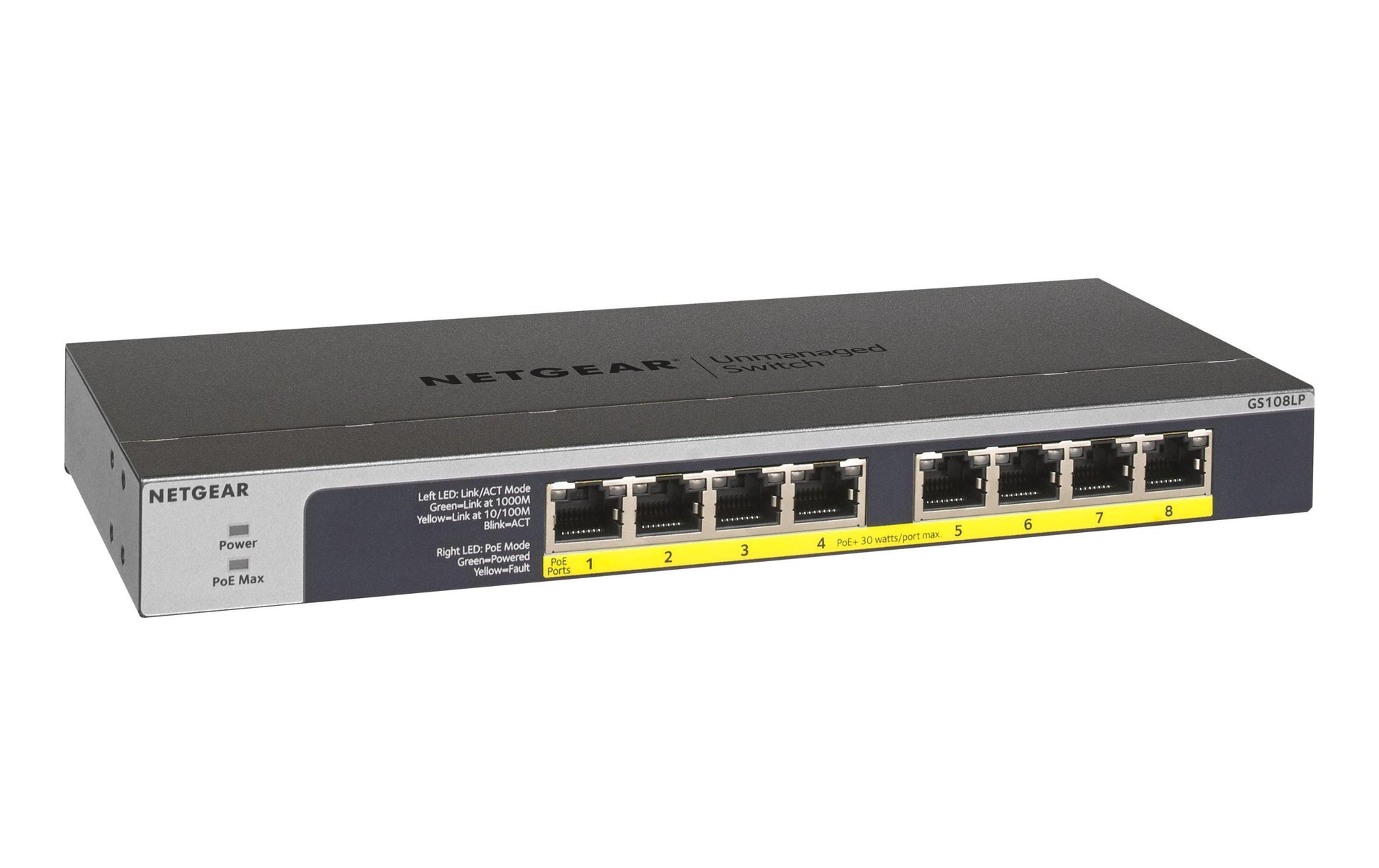 NETGEAR GS108LP – Switch – 8×GbE, PoE+ 60 W, 1U