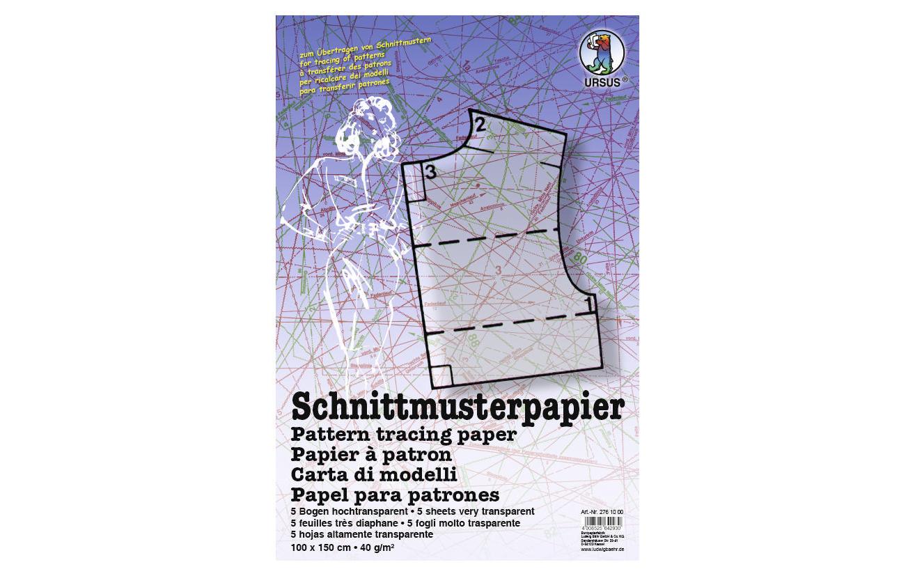 URSUS Schnittmusterpapier 100 × 150 cm – 40 g/m², 5 Blatt, transparent