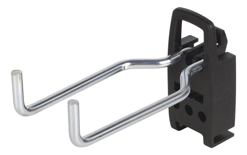 wolfcraft GmbH Wolfcraft Lochwand-Doppelhaken – 3-teilig, J-Haken, Nutzlast 2 kg, Schwarz, B 45 × H 68 × T 110 mm