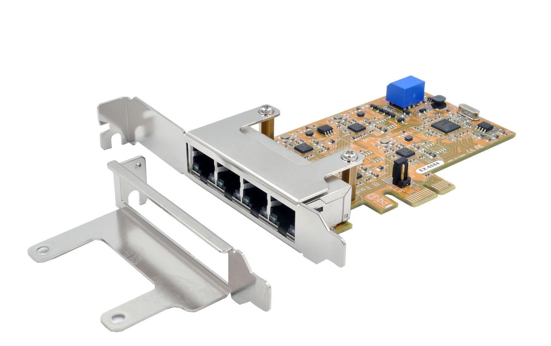 EXSYS EX-6084 Gigabit Netzwerkkarte – PCIe x1, 4× 1G RJ-45, Full Profile