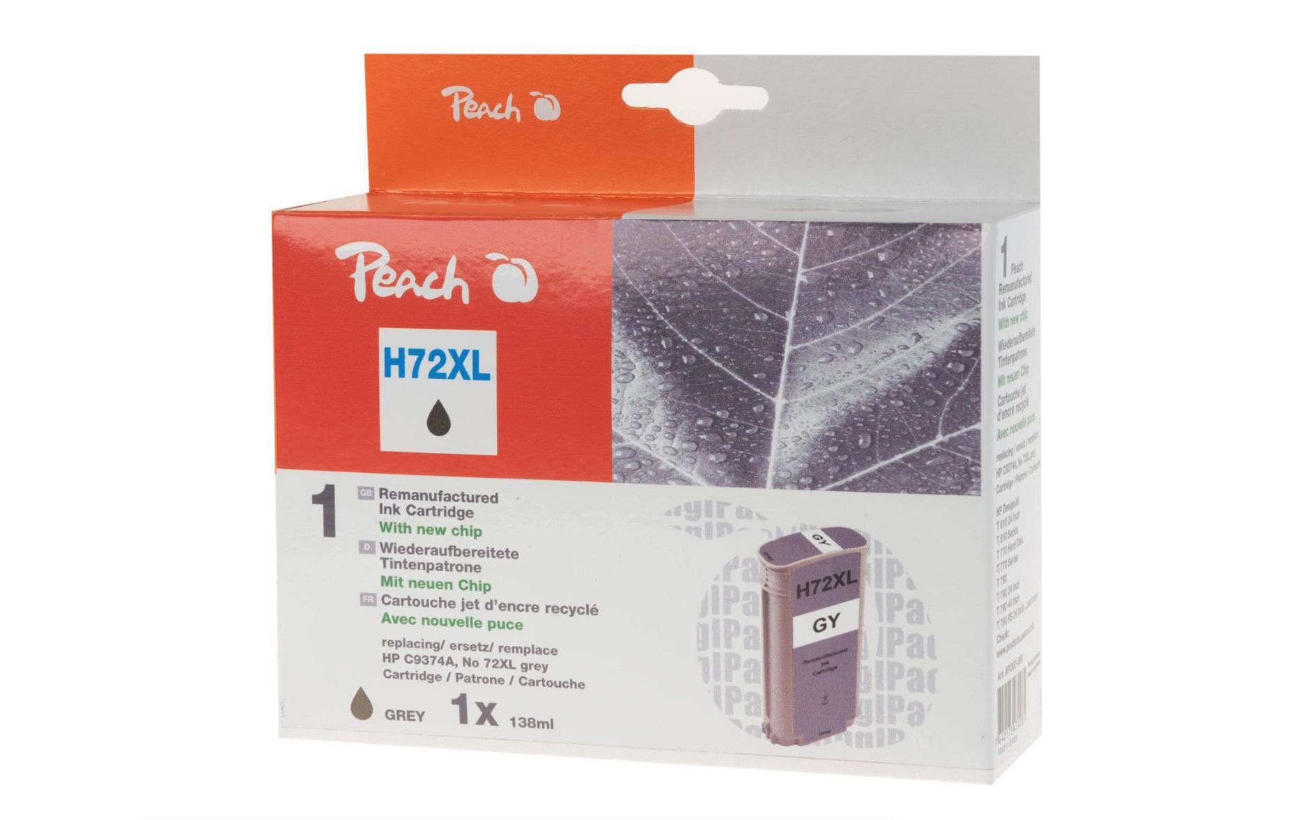 Peach 72XL Grau Tintenpatrone (Kompatibel) – 138 ml – für HP DesignJet T 1100/1120/1200, T 610/620, T 770/790