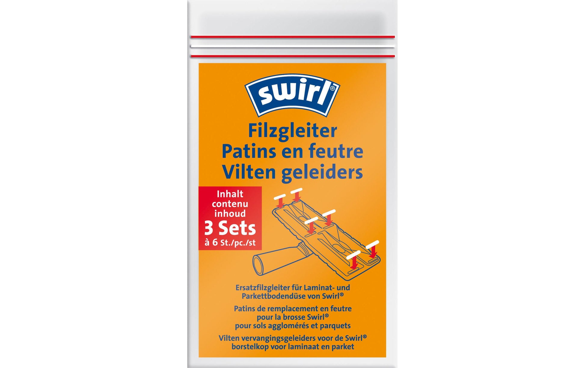 Swirl Filzgleiter für Parkettdüse – 3 Stück