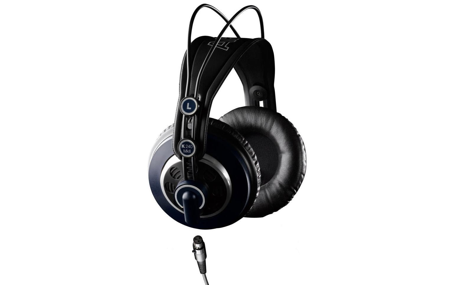 AKG K240 MKII (55 Ω) – Over-Ear Studiokopfhörer – 3,5 mm, 6,3 mm, halboffen, abnehmbares Kabel – schwarz