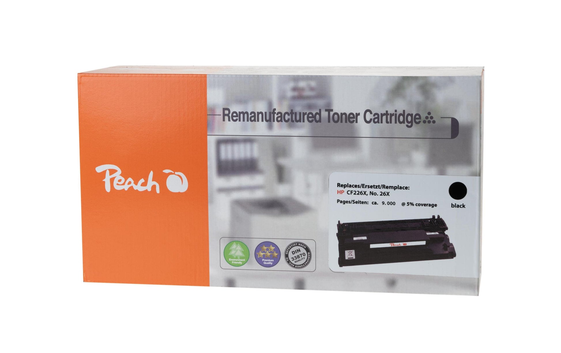 Peach 26X (CF226X) Schwarz Toner – Kompatibel XL – 9'000 Seiten – für HP LaserJet Pro M400 Serie/M402d/M402dn