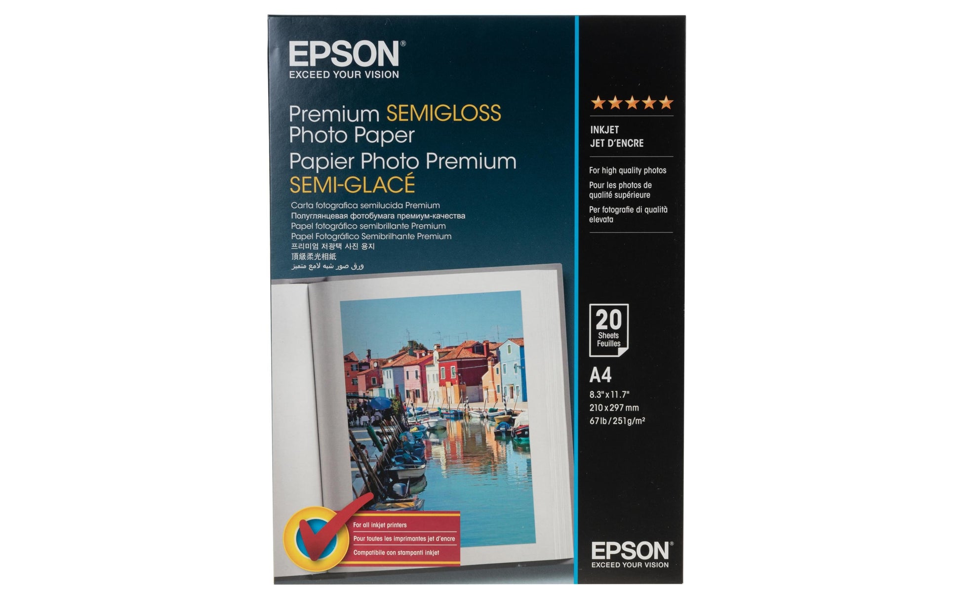Epson Premium Fotopapier – seidenmatt, A4, 251 g/m², 20 Blatt – für Inkjet-Drucker