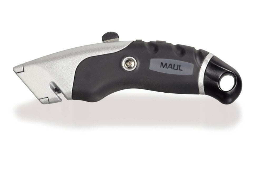 MAUL Sicherheitscutter Expert – 19 mm, für Linkshänder, schwarz, inkl. 5 Klingen