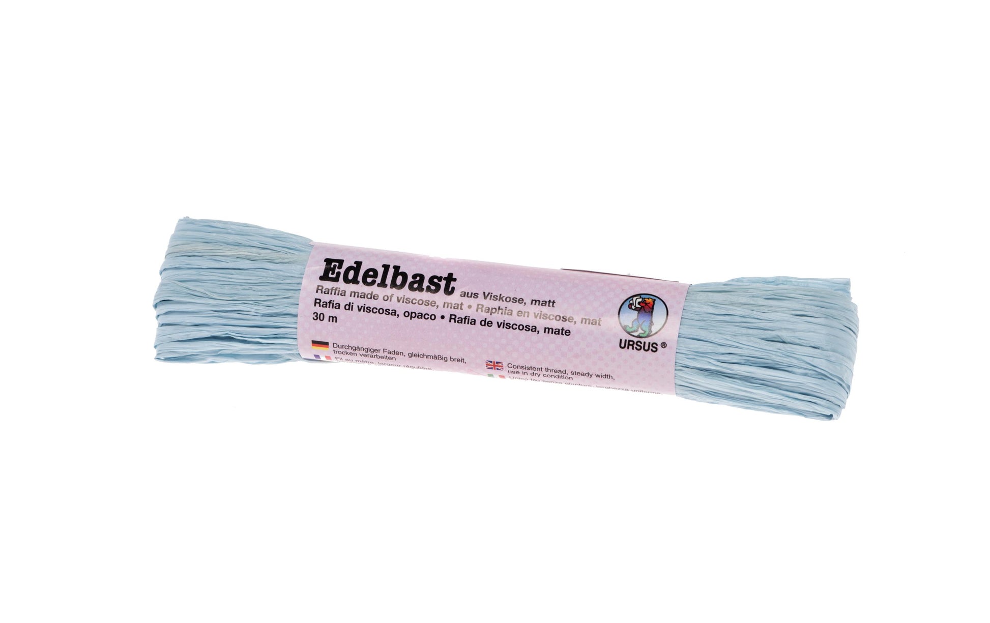 URSUS Bastband (Papierbast), Viskose, Hellblau, Matt, 30 m, 1 Stk.