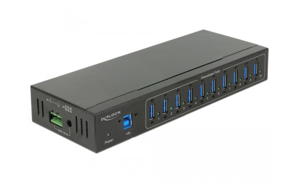 DeLOCK 63919 USB-Hub – USB-B, 10× USB-A, für Windows/Mac/Linux